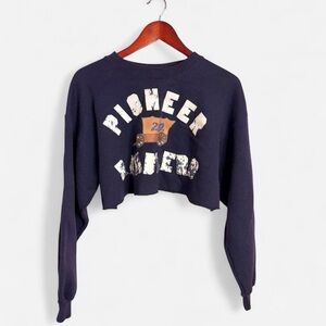 Navy Blue Cropped Sweatshirt with Pioneer Ramblers Print